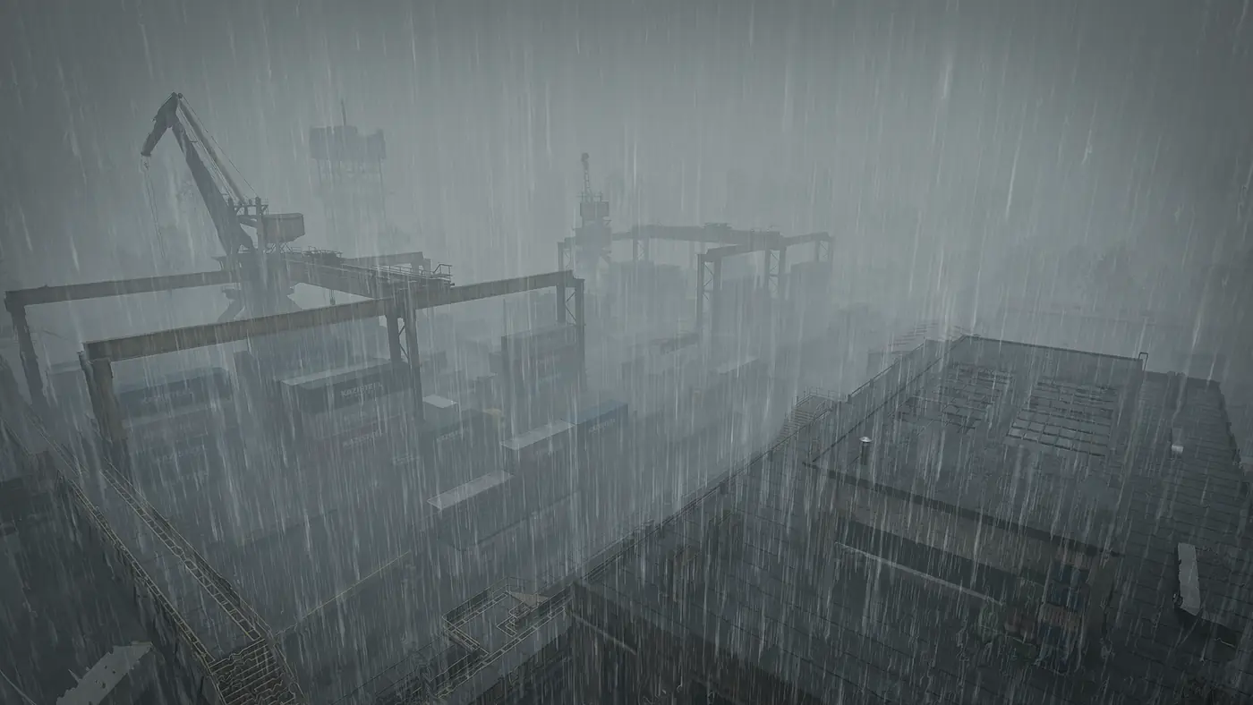 Regen über dem Hafen